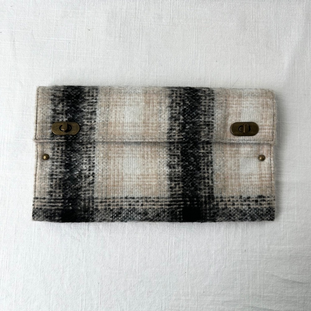 Schuler & Sons Philadelphia Anthropologie Plaid Wool Blend Envelope Clutch Bag